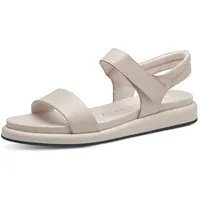 Marco Tozzi Damen Sandalen flach aus Leder mit Klettverschluss, Beige (Cream), 39