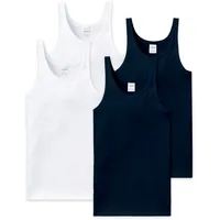SCHIESSER Unterhemd 4er Pack - ärmellos, Cotton Essentials, Feinripp, Weiß/Blau L