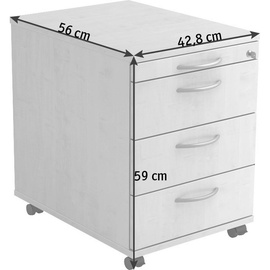 Venda Rollcontainer Grau - 42.8x59x56 cm