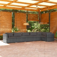 vidaXL 6-tlg. Garten-Lounge-Set mit Kissen Poly Rattan Grau