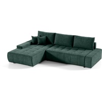 Compleo Ecksofa MONO L-Form Ecksofa mit Steppung, Schlafsofa aus Velourstoff, Breite: 265 cm, Modern Wohnzimmer grün