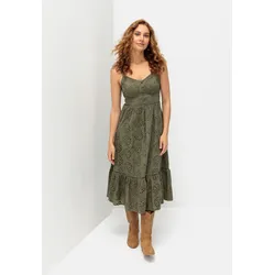Midikleid, mit sommerlicher Lochstickerei, Gr. 42 - N-Gr, khaki, , 18455843-42 N-Gr