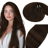 Vivien Tressen Extensions Echthaar Dunkelstes Braun Echthaar Tressen Extensions Remy Tressen Echthaar Extensions Haarverlängerung Zum Einnähen 14zoll/35cm 80g #4