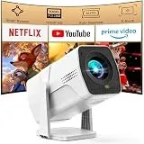 Mini Beamer Kompatibel mit Netflix 1080P Full HD, Integrierte Apps, WiFi & Bluetooth, Elektrischer Focus & Automatische Trapezkorrektur, 270° Drehbar, Tragbar Projektor für Handy