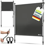 tillvex Klemmmarkise tillvex© Klemmmarkise Senkrechtmarkise Außen Balkon ohne Bohren (Sichtschutzrollo Terrasse Garten Wetterfest, Vertikalmarkise Sichtschutz Ausziehbar & Blickdicht) Klemmmarkise mit Handkurbel ohne Bohren Balkon 100 cm x 310 cm