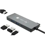 TECHLY Hub USB-C 4 in 1 & Grau