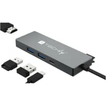 TECHLY Hub USB-C 4 in 1 & Grau