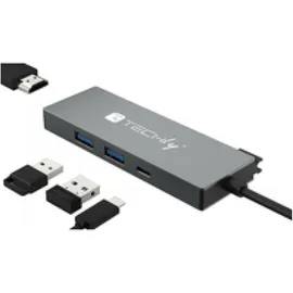 TECHLY Hub USB-C 4 in 1 & Grau