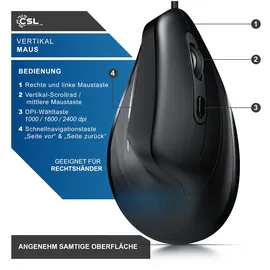 CSL Ergonomische Maus schwarz