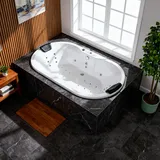 Indoor Whirlpool Badewanne 195x100 cm, 17 Massagedüsen LED, oval, Einbau, 2 Personen, tief, Acryl, Caribia MIAMI Basic, Made in Germany