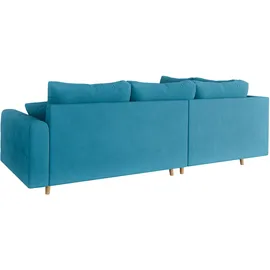 Home Affaire Ecksofa HOME AFFAIRE "CHARRE L-Form mit Ottomane, Maße B/T/H: 231/161/81 cm", blau (türkis), B:231cm H:81cm T:161cm, 92% Polyester, 8% Nylon, Sofas, Ecksofa, feine Steppung, lose Rücken- und Zierkissen, auch in Cord und Bouclé