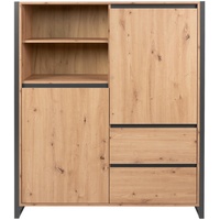 MID.YOU Highboard Denver - Anthrazit, Eichefarben 120x140x40 cm