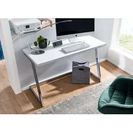 FineBuy Schreibtisch FineBuy Computertisch Hochglanz Weiß 120 cm Tisch Büro Metall
