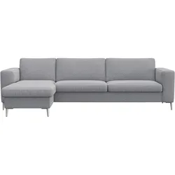 Ecksofa FLEXLUX "Fiore, super Sitzkomfort durch Kaltschaum im Sitz, L-Form", grau (sophisto gre), B:262cm H:85cm T:92cm, 100% Polyester, Sofas, breite Armlehnen, Kaltschaum, Füße Alu