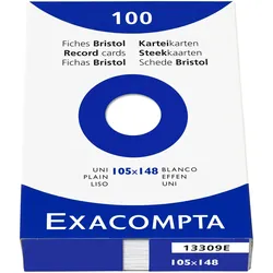 Exacompta 13309E 10x Karteikarten blanko DIN A6 100 St - mit Faltschachtel - Weiß