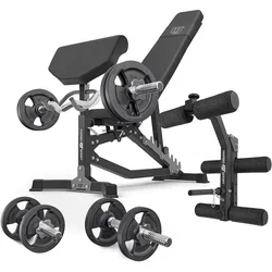 Set MS39_2.0_42KG | Doppelseitige Bank + Curl Pult + Beinpresse + Stangen- und Hantelscheiben Set 42kg - Marbo Sport