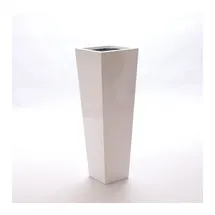 eleganteinrichten Pflanzkübel 38 x 38 x 100 cm Hochglanz-Weiß