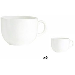 Luminarc Becher Kaffeetasse Luminarc Blanc groß Weiß Glas 720 ml 6 Stück Teetasse XL, Glas weiß