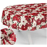 ANRO Tischdecke abwaschbar mit Motiv schmutzabweisend Stoff-Wachstuch 2.0 (Einzelstück 1-tlg), auch als Gartentischdecke - mit Schutzschicht rot Oval | 140 cm x 240 cm x 0.3 mm