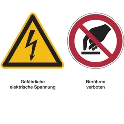 Dreifke® Aufkleber | Produktsicherheitsschild, Elektrische Spannung / B - 210x148 mm Folie selbstklebend