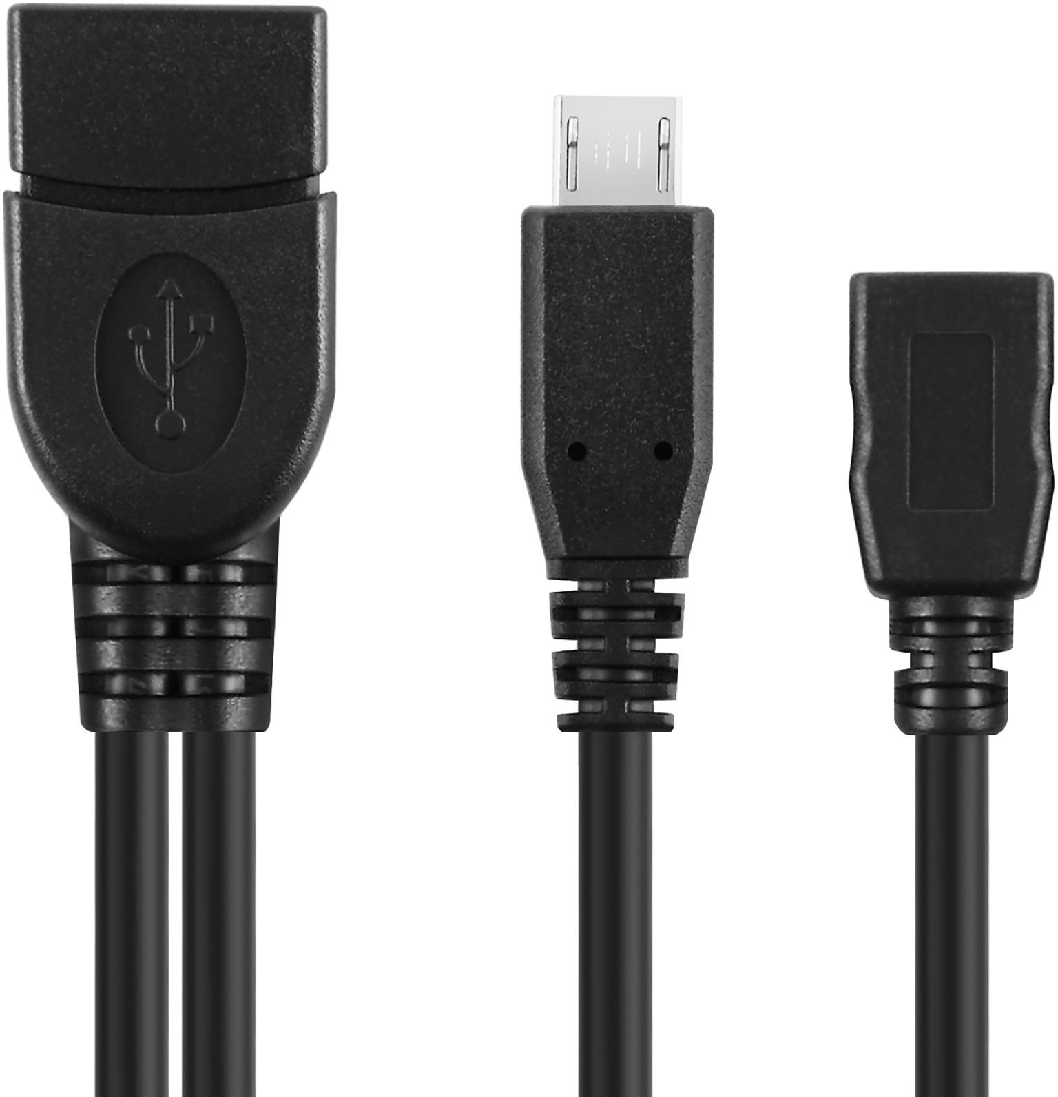 conecto CC20119 USB-OTG Adapter-Kabel, Micro-USB 2.0-Stecker auf USB-Buchse Typ A + Strom-Anschluss (1 Stück), 0,20m
