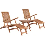 Mr. Deko Teak Deckchair Yacht Set 3-tlg. Beige
