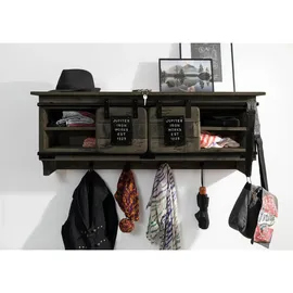 Massivmoebel24 Wandgarderobe Railway grau