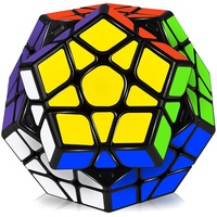JQGO Zauberwürfel Megaminx Speed Puzzle Cube, Dodekaeder Speed Cube - Einfaches Drehen & Glatt Spiel & Lebendige Farben, PVC Aufkleber Cube (Schwarz)