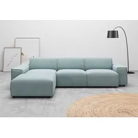 andas Ecksofa »Glimminge auch in Breitcord, Feincord, Bouclé + Easy care-Bezug«, L-Form, Breite 294, Zierkissen blau