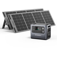 AFERIY Solar Generator 2400W mit 2 * 200W Solarpanel, 2048Wh Tragbare Powerstation (4800W Peak), LiFePO4 Batterie, 220V-240V, Faltbar Solarpanel mit USB, IP65, für OutdoorCamping, Reise, Stromausfälle
