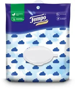 Tempo Design-Edition feuchte Toilettentücher, Komfortbeutel, Feuchttücher sanft & pflegend, leicht anzubringen dank Saugnapf, 1 Packung = 40 Tücher - sanft & sensitiv, farbig sortiert