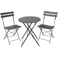 Albatros Bistroset 3-teilig Schwarz Bistrotisch mit 2 Stühlen – klappbare Stühle und Tisch aus robustem Metall optimal als Balkonmöbel Set oder Gartenmöbel in modernem Design