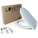 LUVETT WC-Sitz C100 mit Absenkautomatik, Duroplast sanitär, Universelle O-Form (Komplett-Set, Inklusive 3 Befestigungsarten), mit Original SoftClose® Absenkautomatik, Duroplast blau