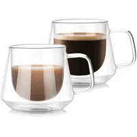 Latte Macchiato Doppelwandige Gläser, 2er Set 200ml Cappuccino Gläser Doppelwandige, Espresso Kaffeegläser, Thermogläser Teeglas Doppelwandig, Borosilikatglas Kaffeetassen für EIS, Milch, Bier