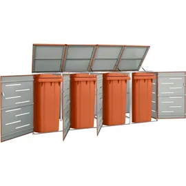 vidaXL Mülltonnenbox für 4 Tonnen 276,5 x 77,5 x 115,5 cm orange
