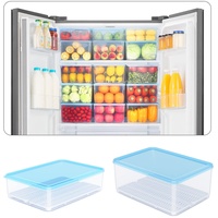 LÖWENBISS Kühlschrank Organizer Küchen Ordnungssystem Set mit Deckel groß Stapelbar Transparent Speisekammer Vorratsbehälter Tiefkühldosen Gefrierdosen Frischhaltebox (26 Liter (2*5L,2*8L,8*Gitter))