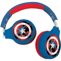 Lexibook - Marvel Avengers - 2-in-1-Audio-Kopfhörer mit Bluetooth und Kabel, Stereo, drahtlos, verkabelt, begrenzter Klang, zusammenklappbar, verstellbar, wiederaufladbarer Akku, rot/blau, HPBT010AV