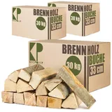 Buche Brennholz 33 cm Kaminholz 30, 60 oder 90kg für Kaminofen Lagerfeuer Feuerschale Ofen Grill Buchenholz kammergetrocknet ofenfertig Holzscheite Kingpower, Menge:90 kg