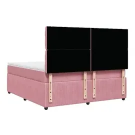 vidaXL Boxspringbett mit Matratze Rosa 180x200 cm Samt