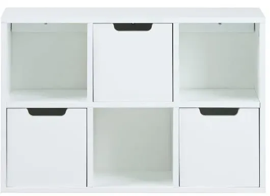 AC Design Furniture Mariela Wandregal mit 3 Schubladen und 3 Offenen Ablagen, B: 58 x T:18 x H: 39 cm, Weiß, Holz, 1 Stk.