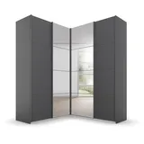 Rauch Quadra grau (graumetallic), B:181cm H:229cm T:187cm, Holzwerkstoff, Schränke, Schwebetürenschrank, Eckschrank inkl. Türendämpfer, mit Spiegeltüren