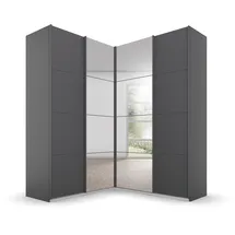 Rauch Quadra grau (graumetallic), B:181cm H:229cm T:187cm, Holzwerkstoff, Schränke, Schwebetürenschrank, Eckschrank inkl. Türendämpfer, mit Spiegeltüren