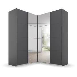 Rauch Quadra grau (graumetallic), B:181cm H:229cm T:187cm, Holzwerkstoff, Schränke, Schwebetürenschrank, Eckschrank inkl. Türendämpfer, mit Spiegeltüren