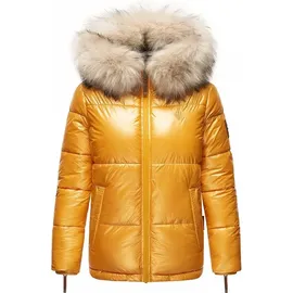 Navahoo Damen Winterjacke Warm Gefütterte Steppjacke mit Kunstfellkapuze Tikunaa
