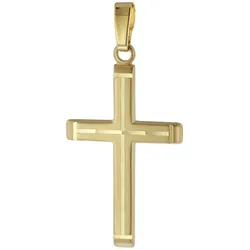 trendor 51369 Kreuz-Anhänger Gold 585 / 14K Kreuz für Damen/Herren/Kinder