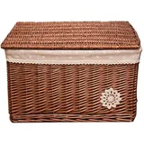 BESPORTBLE Weidenkorb Mit Deckel Geflochtener Rattankorb Aufbewahrungsbox Für Kleinigkeiten Kosmetika Natürlicher Landhausstil Für Schlafzimmer Wohnzimmer Schreibtisch