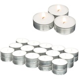 Candelo 30er Set Hochwertige Teelichte Ambiente - 4 Std Brenndauer – Kerzen Teelichter Weiß Geruchsneutral - Aluminium Hülle -3,8 x 1,5cm je Teelicht