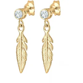 Elli Ohrringe Damen, Ohrhänger Feder-Motiv mit Kristallen von Swarovski", gold, | Gr.: onesize