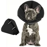 PUZAUKAL Halskrause Hund Weich Nach OP, Verstellbarer Anti Leckschutz Hund, Leichter Hundekragen, Leicht Halskrausen für Hunde, Schutzkragen für Kleine Hunde (Schwarz,M)