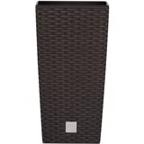Pflanztopf aus Kunststoff H 50 cm inkl. Innentopf - wetterfest im stilvollen Rattan-Look - Pflanzsäule - Blumentopf - Blumenübertopf - Blumentopf hoch Größe Ø 26,5 cm / H 50 cm, Farbe Dunkelbraun